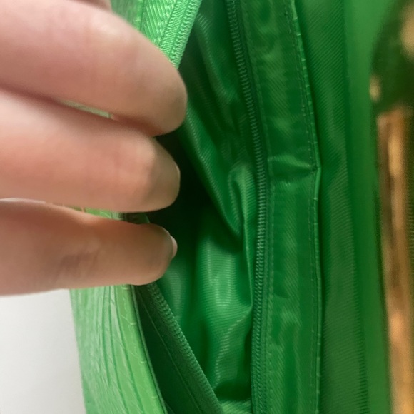 Vintage Lauren Ralph Lauren Green Faux Croc Skin Handbag Gold Toned - Picture 6 of 10